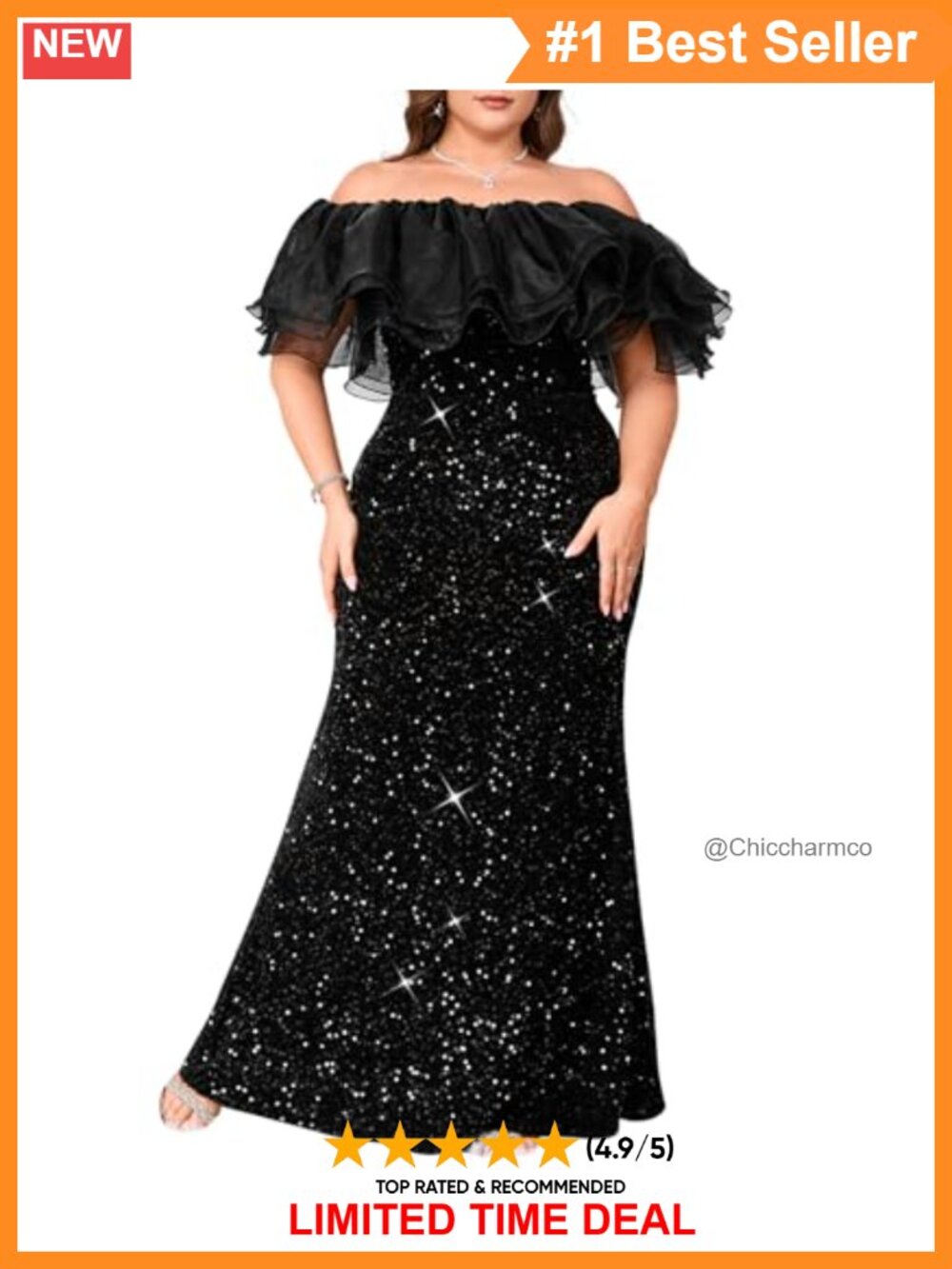Off Shoulder Sequin Velvet Bodycon Gown Ruffle Tulle Formal Prom Dress
